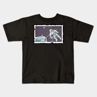 Astronaut Spacewalk Vintage Postal Stamp Art Kids T-Shirt